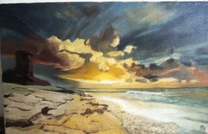 Voir le détail de cette oeuvre: coucher de soleil sur la plage